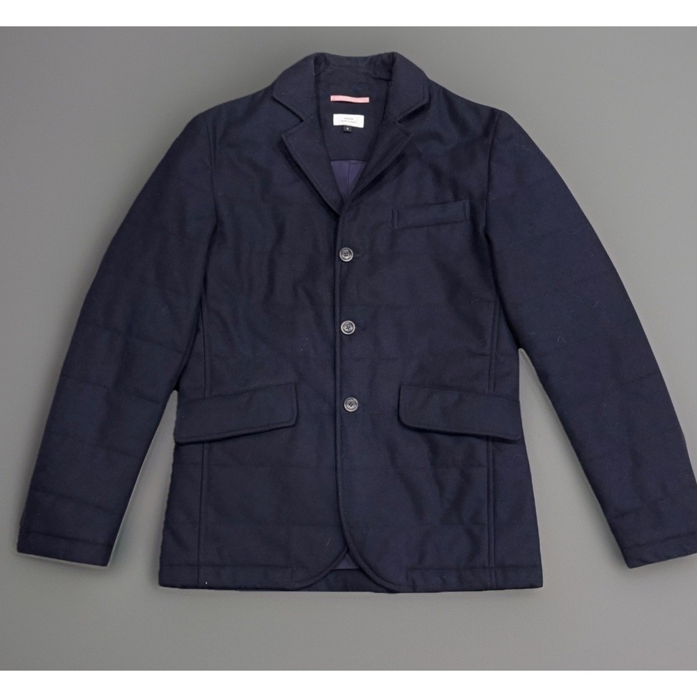 Apolis Global Citizen Men's Wool Quilted Blazer Jacket Button Up Navy Blue Small